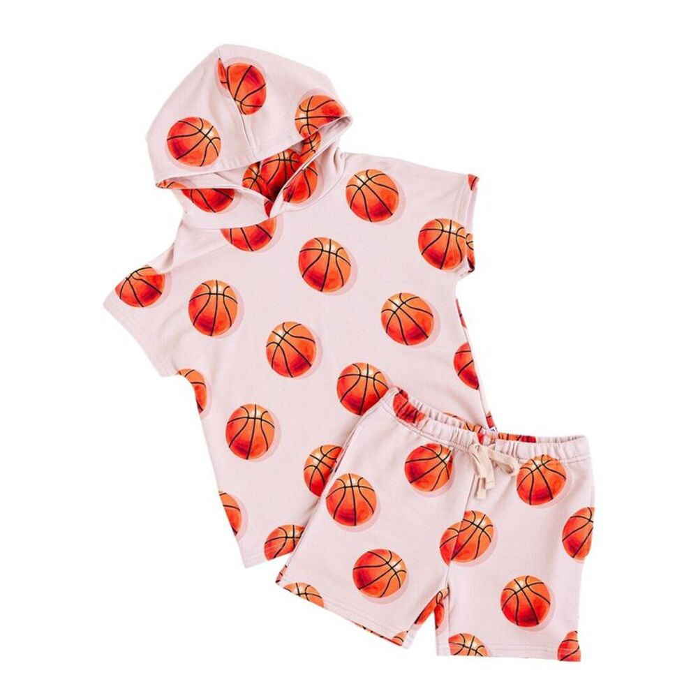 Bums & Roses  Hoop There It Is Hooded T-Shirt & Short, Multicolor